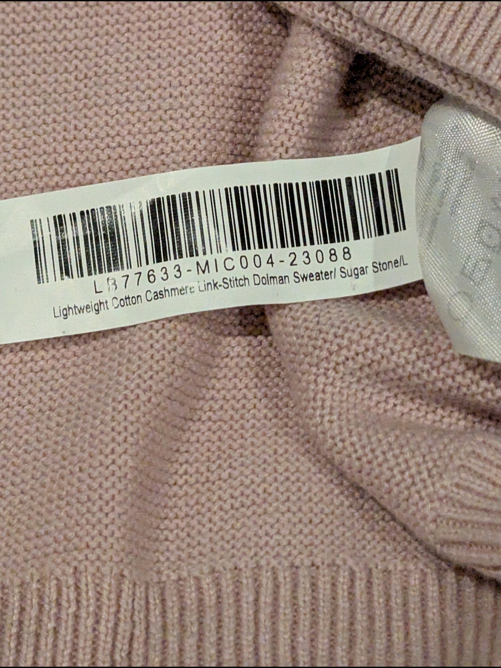$20 Quince Size L Cotton Cashmere Link-Stitch Dolman Sleeve Sweater Sugar Stone - Picture 4 of 5